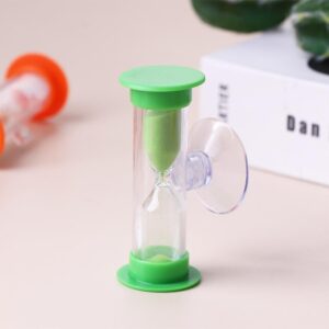 Toothbrush Timer for Kids, 2mins/3mins Sand Clock Timer Plastic Suction Cup Hourglass Sandglass Desktop Ornament Party Favors(2 Minute,Green)