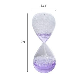 Handmade Timer Bubble Singing Dream Foam Crystal Hourglass Glass Craft for Lover Birthday Present 8 Inch 20 cm High -Purple