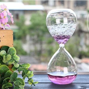 Handmade Timer Bubble Singing Dream Foam Crystal Hourglass Glass Craft for Lover Birthday Present 8 Inch 20 cm High -Purple