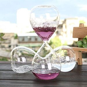 Handmade Timer Bubble Singing Dream Foam Crystal Hourglass Glass Craft for Lover Birthday Present 8 Inch 20 cm High -Purple