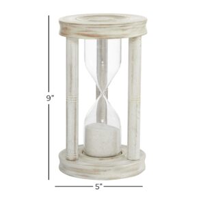 Deco 79 Farmhouse Wood Pillar Timer, 5" x 5" x 9", White