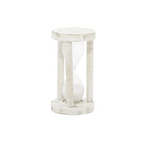 Deco 79 Farmhouse Wood Pillar Timer, 5" x 5" x 9", White