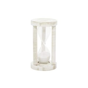 Deco 79 Farmhouse Wood Pillar Timer, 5" x 5" x 9", White