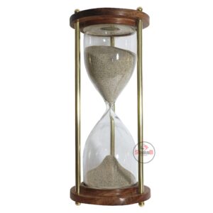 rosewood brass hourglass with qoute 7 inches 30 minute sand timer | sand clock | timer with sparkling natural sand for home & kitchen office table desk