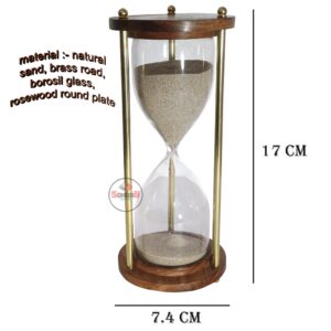 Rosewood Brass Hourglass with Qoute 7 inches 30 Minute Sand Timer | Sand Clock | Timer with Sparkling Natural Sand for Home & Kitchen Office Table Desk