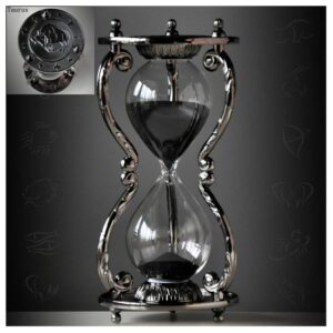 black antique decorative hourglass sand timer - 30 minute, unique vintage 12 constellations metal art hour glass for office desk home decor - birthday gift,taurus