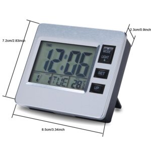 Digital Desk Clock Refrigerator Hood Kitchen Timer 12/24 Hour Alarm Date Week Indoor Thermometer LCD Backlight Clock Battery Operated Mute Hang on Wall Clock Table Room Office Senior
