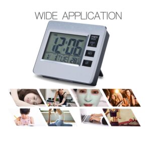 Digital Desk Clock Refrigerator Hood Kitchen Timer 12/24 Hour Alarm Date Week Indoor Thermometer LCD Backlight Clock Battery Operated Mute Hang on Wall Clock Table Room Office Senior