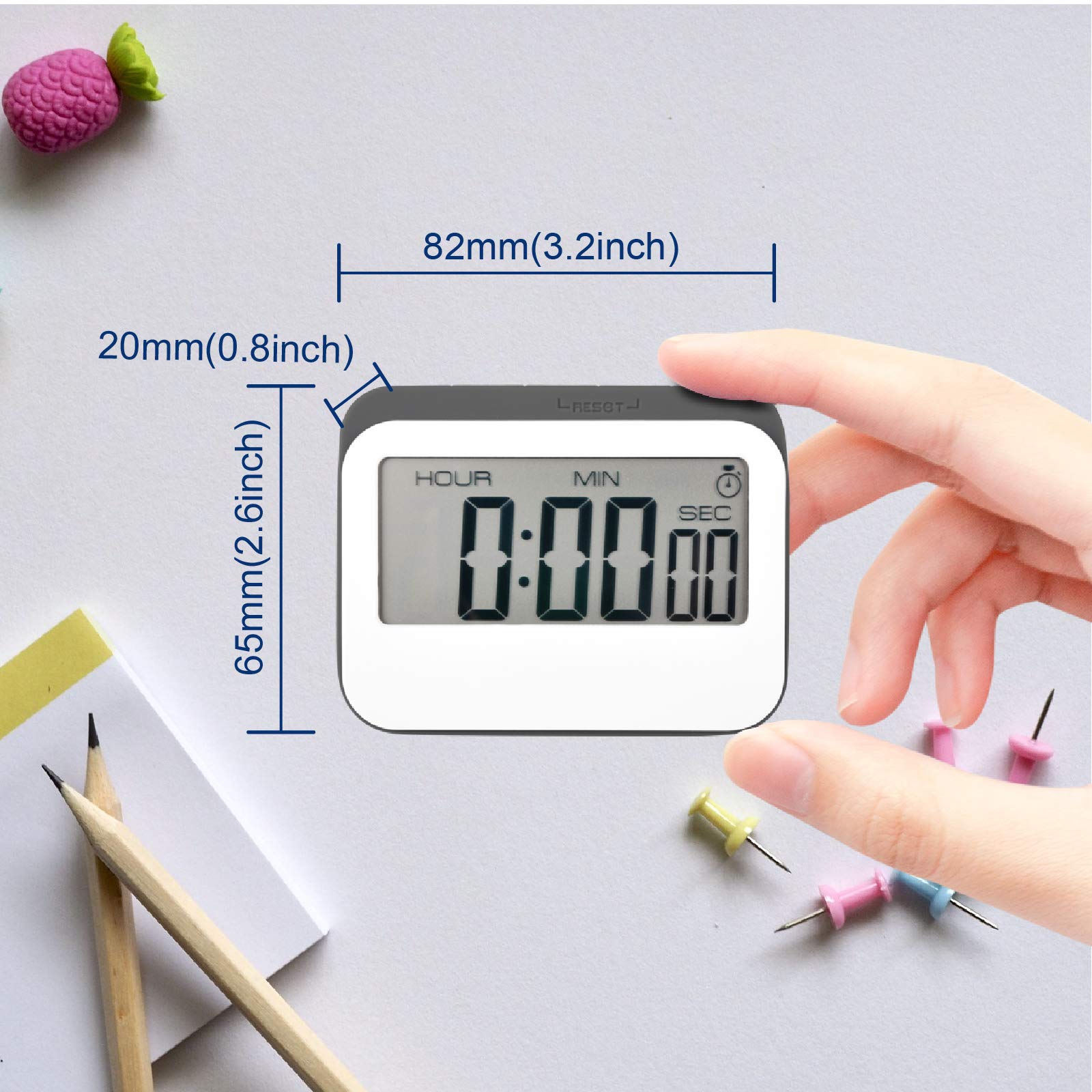 Jayron Digital Timer Alarm Clock Kitchen Timer Cooking Timer Countdown and Count up Large LED Display Magnetic Design Replaceable Battery for Kids and Elderly