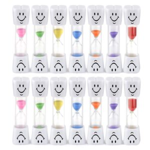 qpower smiley tooth brushing sand timer set for kids and teens assorted colors (2min, 14pcs)