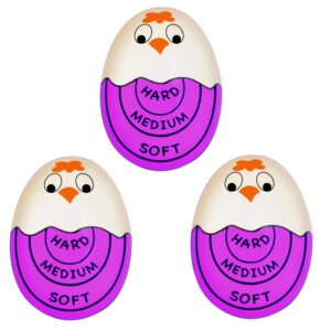 Egg Timer Sensitive Hard & Soft Boiled Color Changing Indicator Tells When Eggs are Ready 3 Pack Purple