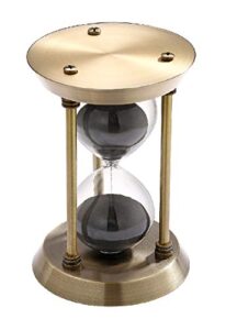 suliao sand timer 5 minute hourglass: vintage brass black sand clock, small sand watch 5 min, reloj de arena 5 minutos,unique antique hour glass sandglass for office desk home gifts kitchen decorative