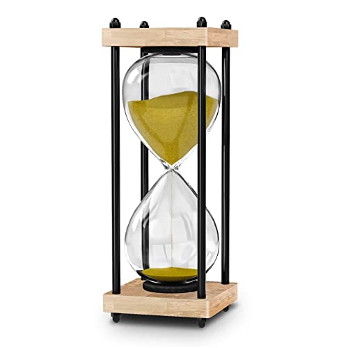 SuLiao Hour Glasses with Sand 60 Minutes: Large 10 Inch Wooden Gold Sand Timer Clock, Reloj De Arena 1 Hora, Antique Sand Watch 60 Min, 1 Hour Hourglass Sandglass for Home Office Desk Decor