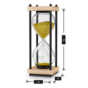 SuLiao Hour Glasses with Sand 60 Minutes: Large 10 Inch Wooden Gold Sand Timer Clock, Reloj De Arena 1 Hora, Antique Sand Watch 60 Min, 1 Hour Hourglass Sandglass for Home Office Desk Decor