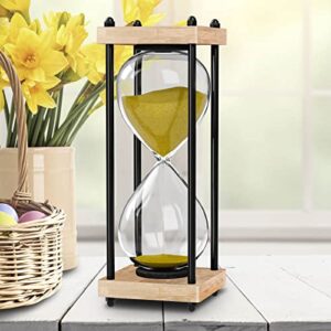 SuLiao Hour Glasses with Sand 60 Minutes: Large 10 Inch Wooden Gold Sand Timer Clock, Reloj De Arena 1 Hora, Antique Sand Watch 60 Min, 1 Hour Hourglass Sandglass for Home Office Desk Decor