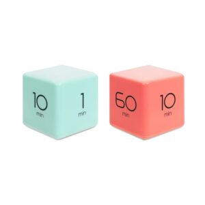 mooas cube timer coral (10, 30, 50 and 60 minutes) & mint (1,3,5 and 10 minutes) bundle, timer for studying, cooking, workout, kidstimer
