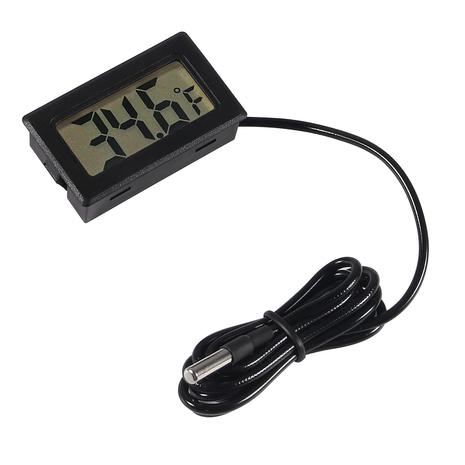 MELIFE 4pcs Digital LCD Thermometer Fahrenheit Temperature Digital LCD (℉) Fridge Thermometer Black 1M Cable with Probe for Fridge Freezer Refrigerator Aquarium