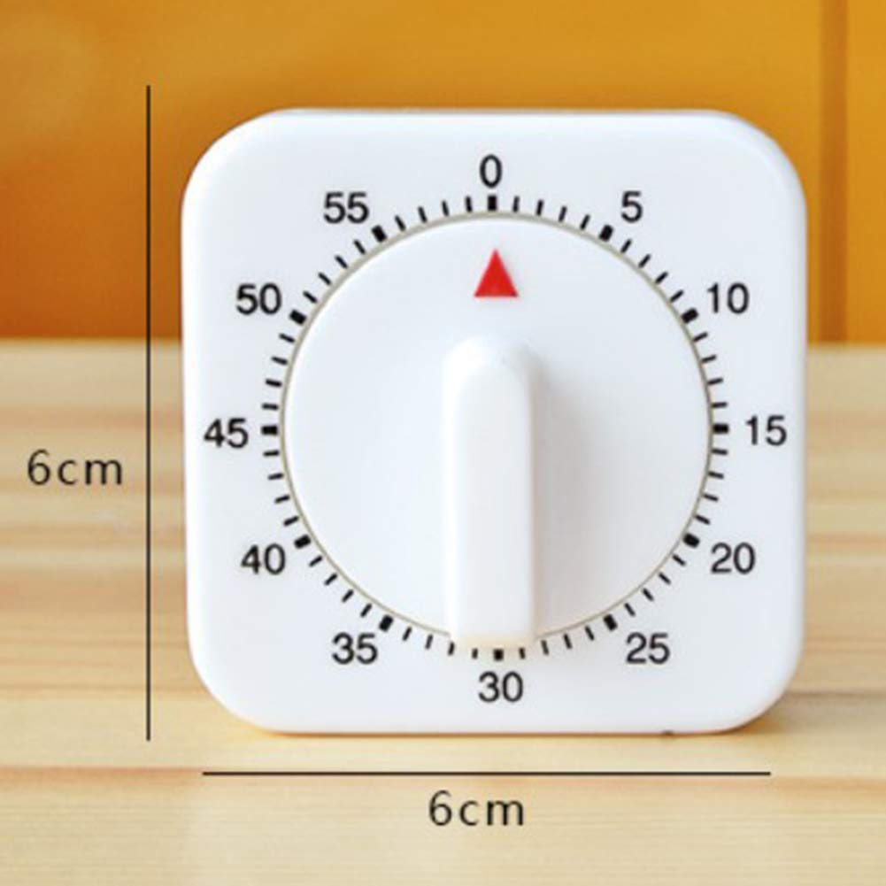 AkoMatial 60 Minutes Square Mechanical Timer Countdown Dial Alarm Clock Reminder for Kitchen Cook