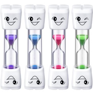 4 pieces toothbrush timer for kids 3 minute sand timer smile pattern tooth brushing sand timer hourglass timers for proper tooth brushing,oral hygiene party favors