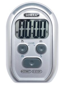 general tools ti150 3-in-1 kitchen timer - for visually/hearing impaired, loud environments and classrooms (red flasher, loud beeper, vibration) , gray