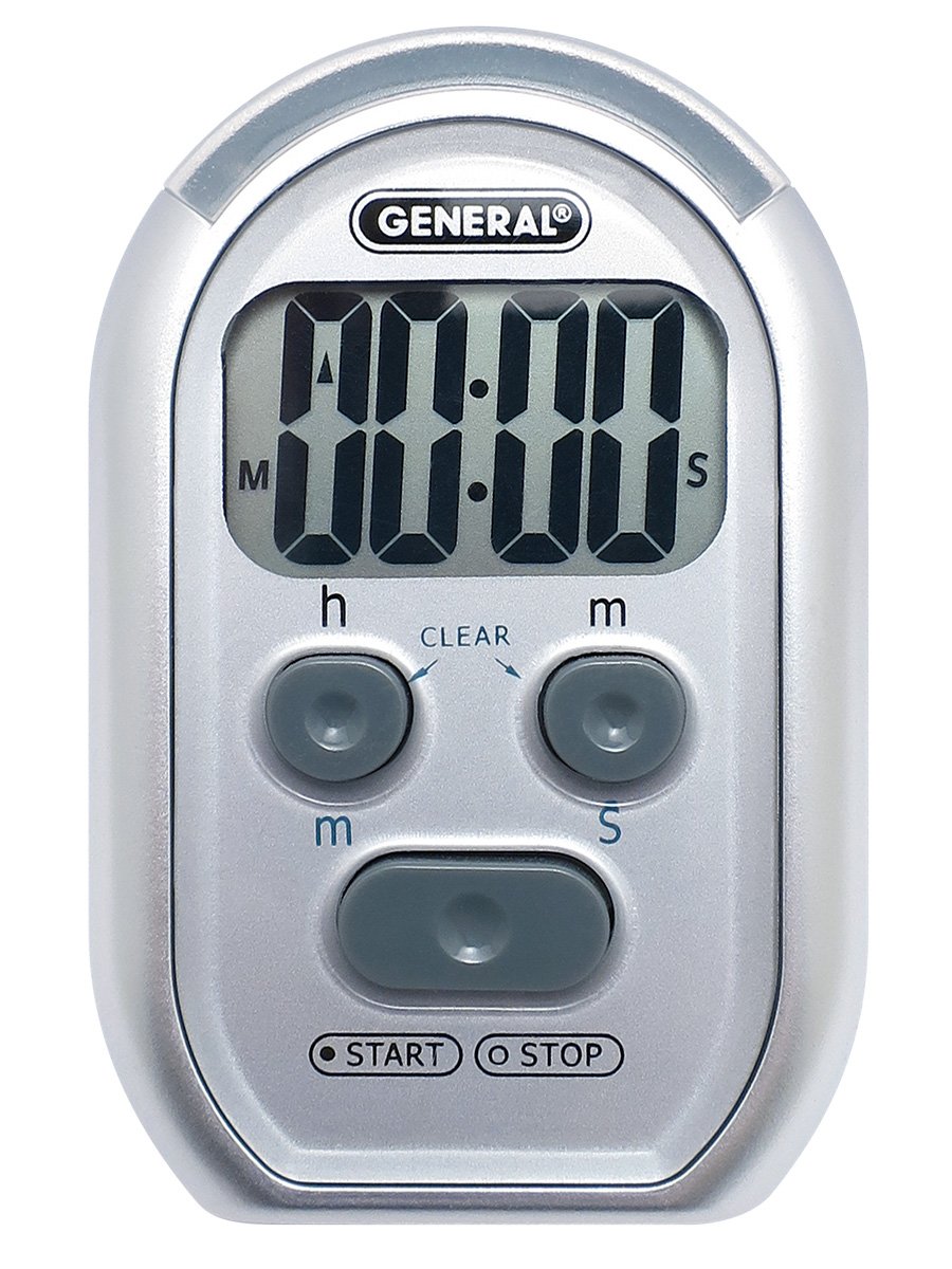 General Tools TI150 3-in-1 Kitchen Timer - for Visually/Hearing Impaired, Loud Environments and Classrooms (Red Flasher, Loud Beeper, Vibration) , Gray