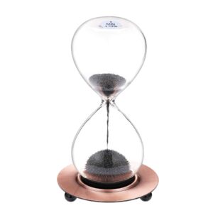 suliao magnetic hourglass 1 minute sand timer: large sand clock one minute with gray magnet iron powder & metal base, sand watch 1 min, hand-blown hour glass sandglass for office desk home decor
