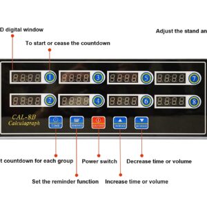 Digital Kitchen Timer Cooking Clock Reminder Big Stainless Steel 8 Channel Timers with Stand Suitable for Business Restaurant Kitchens