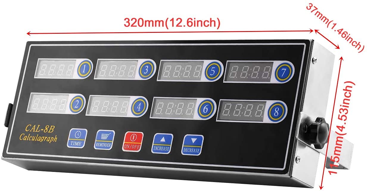 Digital Kitchen Timer Cooking Clock Reminder Big Stainless Steel 8 Channel Timers with Stand Suitable for Business Restaurant Kitchens