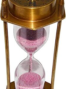 Antique Brass Sand Timer Hourglass with Maritime Brass Compass – Elevate Your Space with Nautical Charm!