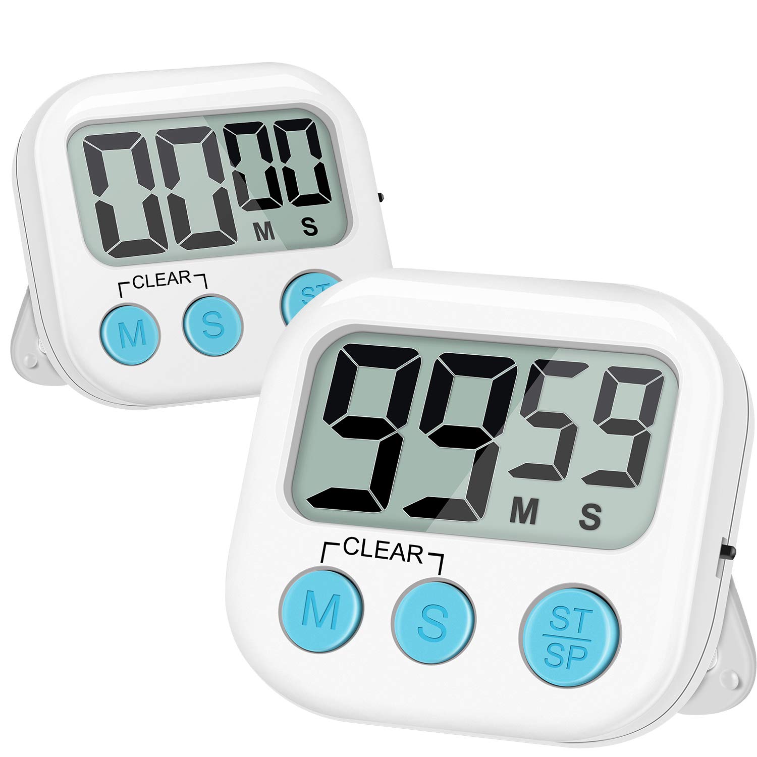 UMIKAkitchen Kitchen Timer, 2 Pack Large Digits Classroom Timer for Kids,Simple Operation Magnetic Timers, Digital Timer for Cooking -White