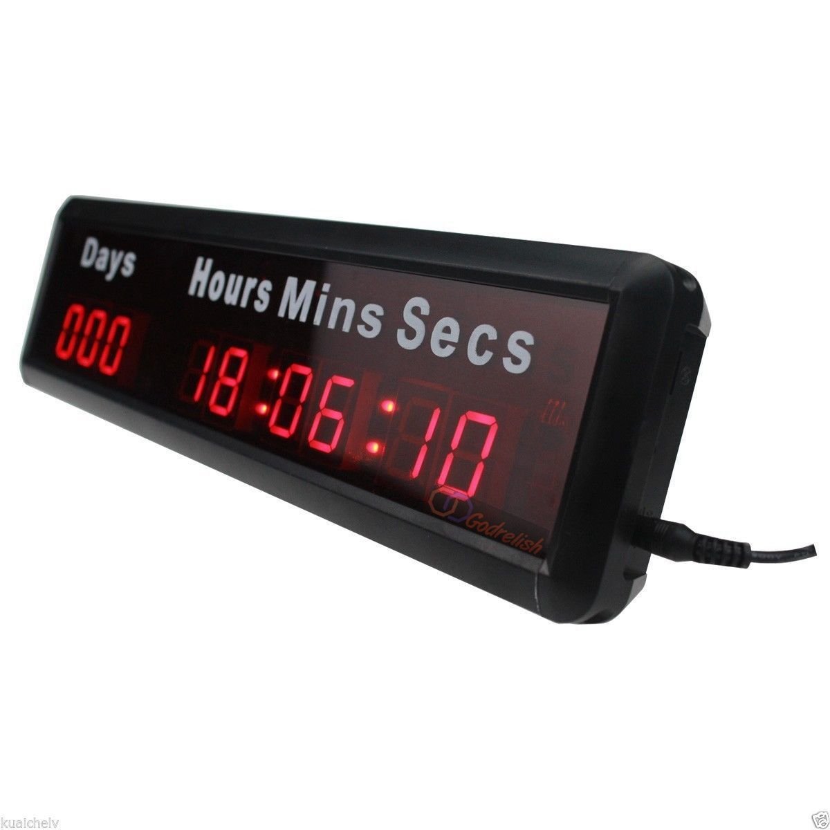 Godrelish 1-inch 9Digits LED Event Timer Countdown/up Clock with Days Hours Mins Secs Max Up to 1000 Days Indoor LED Countdown Clock Red Color