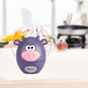 55 Minutes Cooking Supplies Cartoon Timer, Mechanical Cute Animal Shapes Kitchen Timer, NO Battery Needed (Purple Cattle)