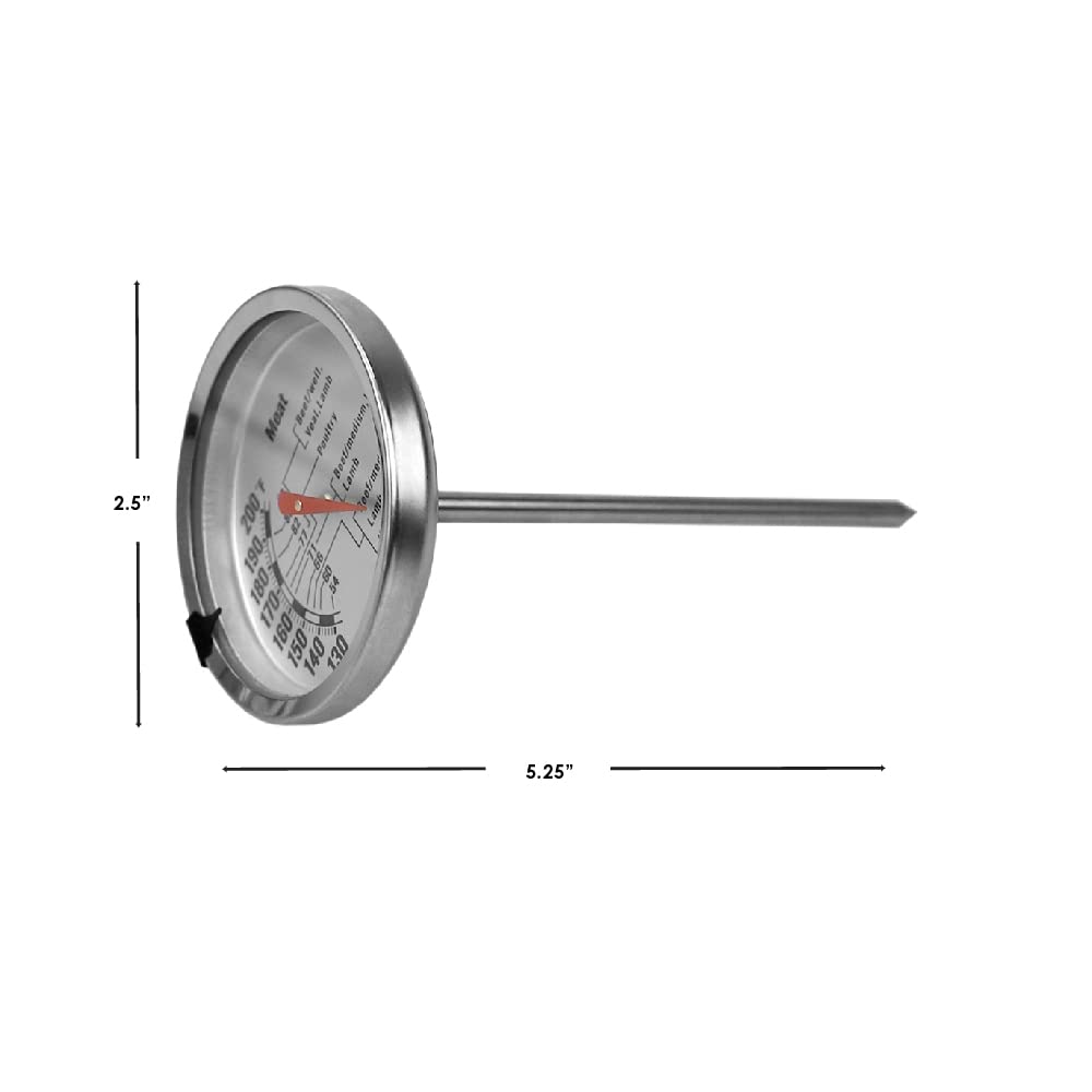 Home Basics, Silver (1 Instant Read Large Stainless Steel Mechanical Meat Thermometer, 2.5" x 2.5" x 5.25"