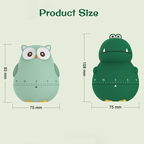 Cartoon Timer Kids Cute Kitchen Timer 60-Minute Timer Animal Reminder No Batteries for Study Work Exercise Home Desktop Decor (Dinosaur-Green)