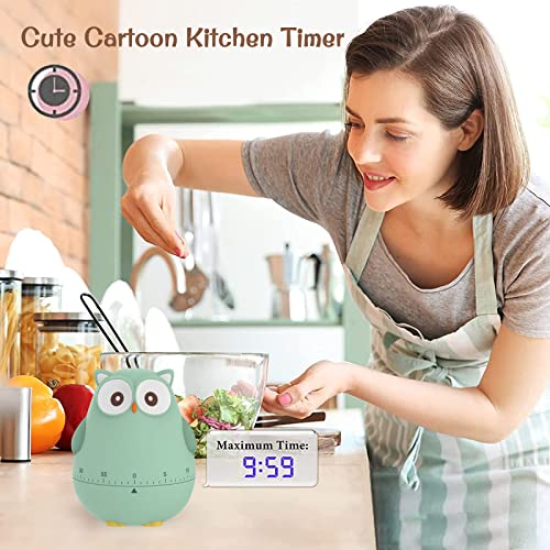 Cartoon Timer Kids Cute Kitchen Timer 60-Minute Timer Animal Reminder No Batteries for Study Work Exercise Home Desktop Decor (Dinosaur-Green)