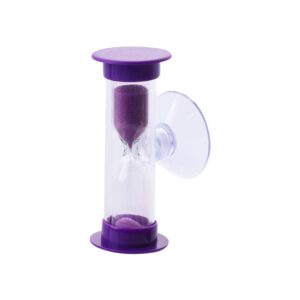 1 pcs sucker hourglass,2/3 minute sand clock glass mini with suction cup for toothbrushing timing(3 minute,purple)