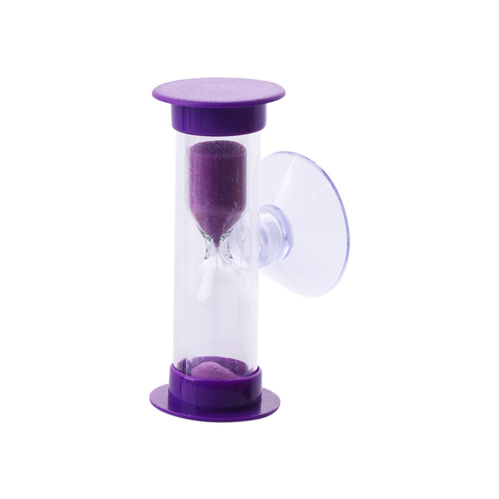 1 pcs Sucker Hourglass,2/3 Minute Sand Clock Glass Mini with Suction Cup for Toothbrushing Timing(3 Minute,Purple)