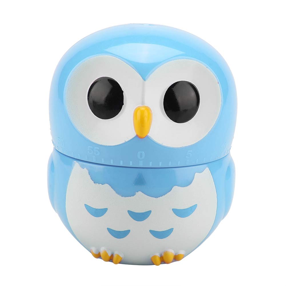 Cooking Timer, Cute Owl Shape Timer, 1-55 Minutes Kitchen Timer Egg Timer Loud Alarm Mechanical Timer for Baking Frying Cooking Eggs Cookies Cakes Games Sports(Blue)