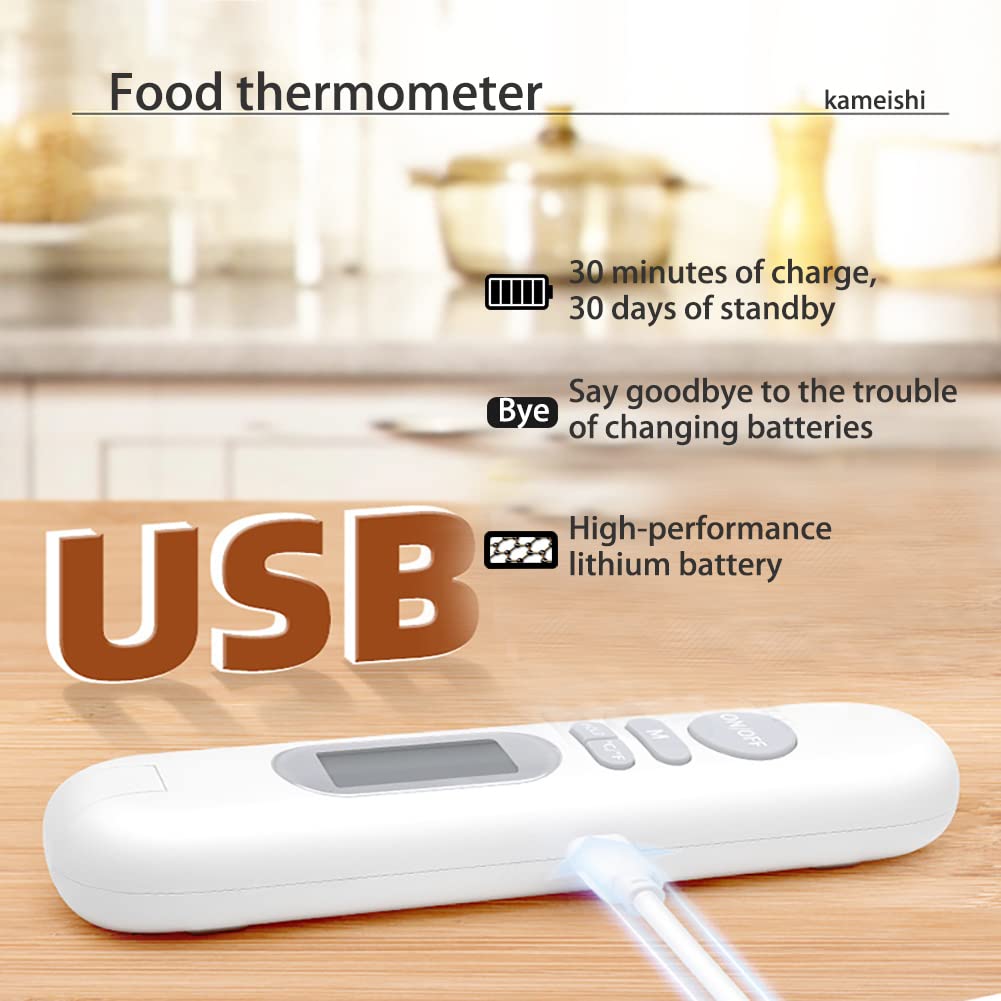 KAMEISHI One-Second Instant Read Meat Thermometer, Professional Ambidextrous Kitchen Thermometer with High-Precision and Calibratable, Cooking Thermometer for Oil Deep Fry Smoker BBQ Grill