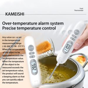 KAMEISHI One-Second Instant Read Meat Thermometer, Professional Ambidextrous Kitchen Thermometer with High-Precision and Calibratable, Cooking Thermometer for Oil Deep Fry Smoker BBQ Grill