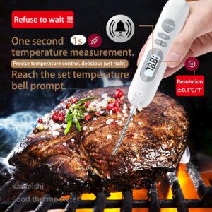 KAMEISHI One-Second Instant Read Meat Thermometer, Professional Ambidextrous Kitchen Thermometer with High-Precision and Calibratable, Cooking Thermometer for Oil Deep Fry Smoker BBQ Grill