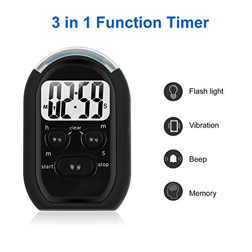 X-WLANG Vibrating Timer,Quiet Timer and 3 in 1 Kitchen Timer with Vibration, Flasher and Beeper for Cooking, Baking, Sports, Games, Yoga, Study, Meditation, Office etc, Awesome and Comfortable Skin.