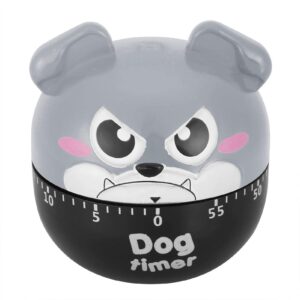mechanical kitchen timer, cute dog manual counters, reminder tool for home cooking, attractive and durable(grey)
