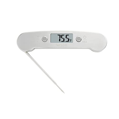 Taylor Precision Products Instant Read Digital Meat Thermometer, for Cooking Food and BBQ Grill, Multiuse Kitchen Thermometer, Folding Probe, Stainless-Steel