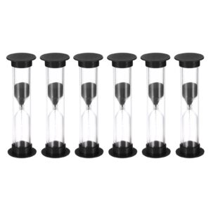 patikil 1 minute sand timer, 6pcs small sandy clock with plastic cover, count down sand glass for games, kitchen, party favors diy decoration, black