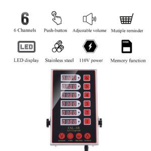 S2SQURE 6-Channel Professional Kitchen Timer Commercial Timers for Restaurant Food Cooking Fryer Bakery Food Truck Stainless Steel Loud Alarm LED