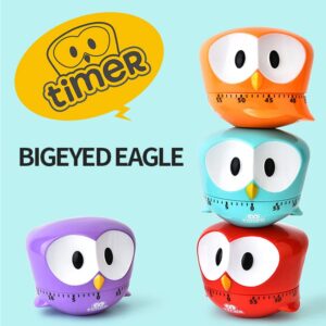 FCOVUVDBD Red Owl Mechanical Kitchen Timer, 60-Minute Wind Up Dial 360° Rotating, Cute Timer for Cooking/Reading/Do Sport