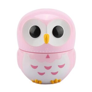 manual timer cute owl shape kitchen manual timer mechanical home cooking counters clock(pink)