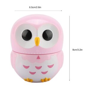 Manual Timer Cute Owl Shape Kitchen Manual Timer Mechanical Home Cooking Counters Clock(Pink)