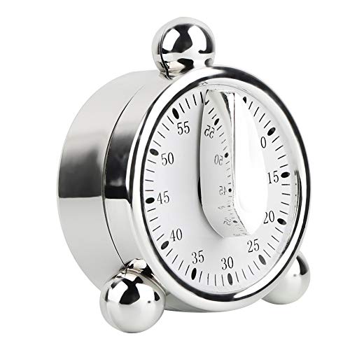 Zerodis Mechanical Kitchen Timer, 60 Minutes Countdown Timer for Cooking Baking Stainless Steel Reminders Alarm Clock for School Learning Projects and Kitchen